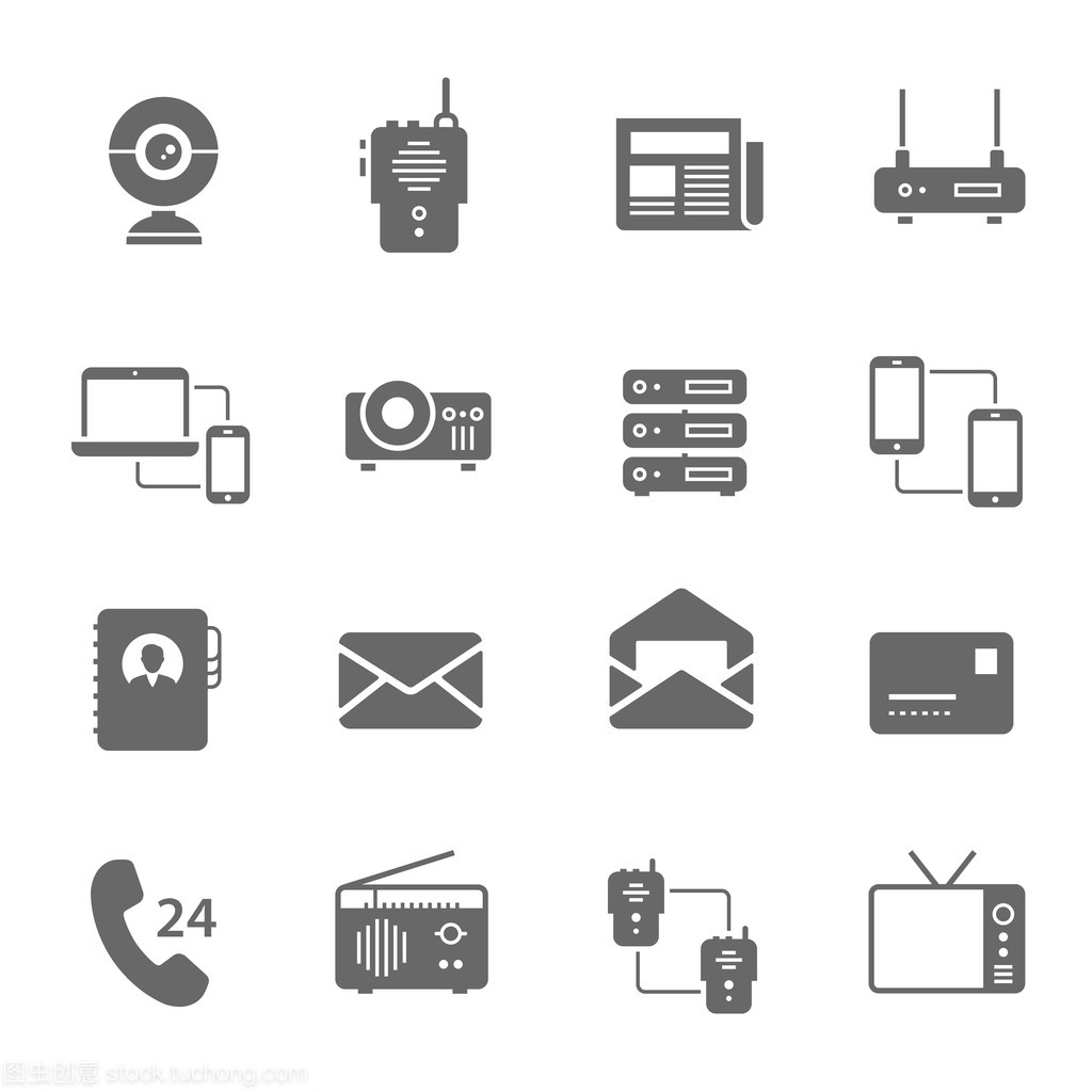 通訊設(shè)備圖標(biāo)集 連接世界的視覺語言